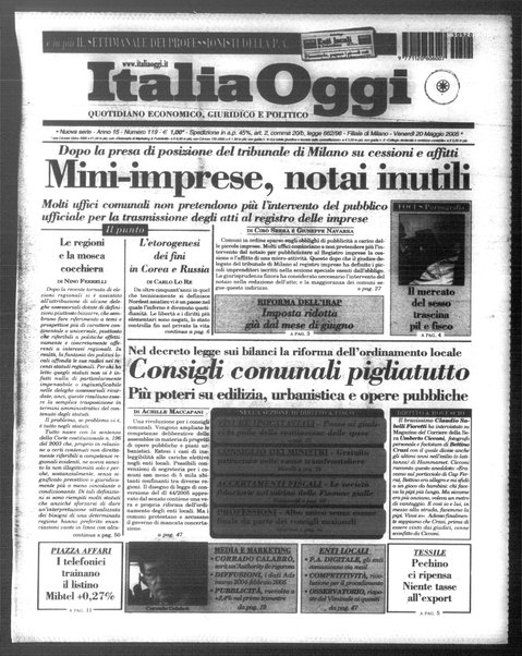 Italia oggi : quotidiano di economia finanza e politica